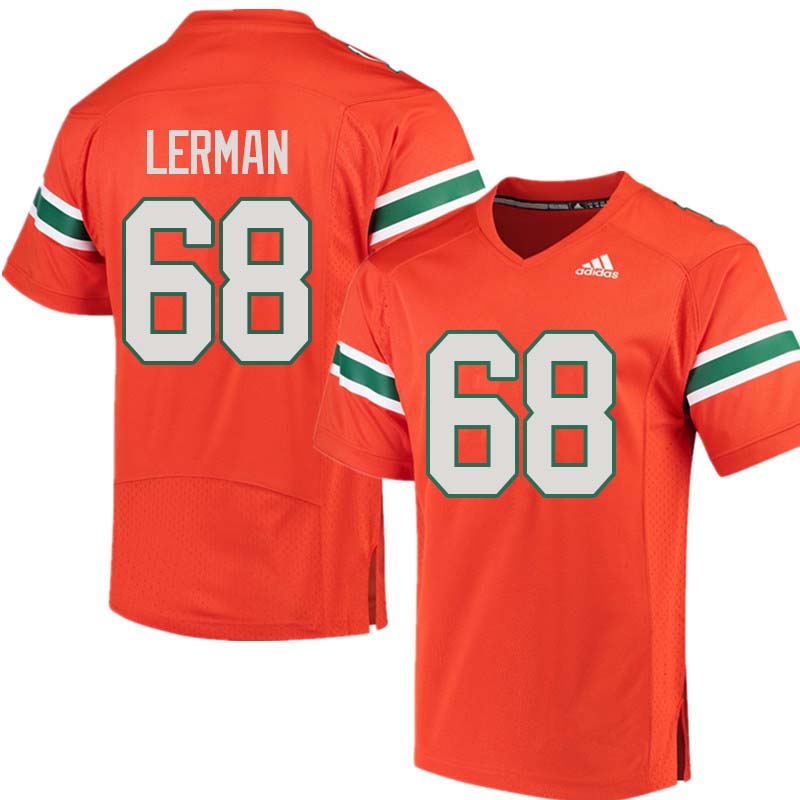 Adidas Miami Hurricanes #68 Zachary Lerman College Football Jerseys Sale-Orange - Click Image to Close